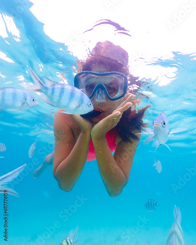 snorkeling trip at Samaesan Thailand dive underwater with fishes in the coral reef sea pool