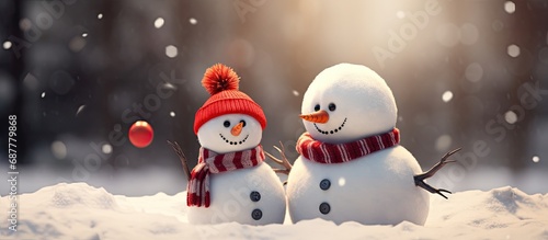 Comical snowman duo
