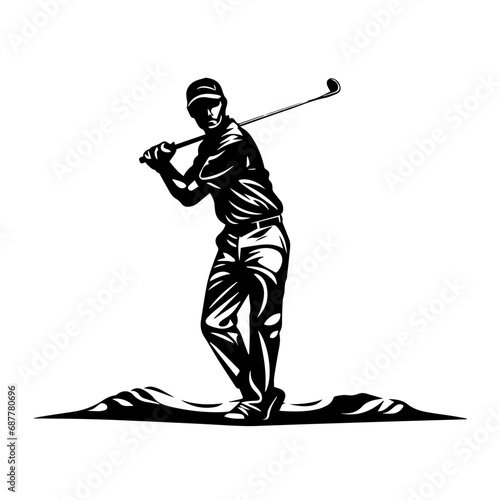 Golfing Logo Monochrome Design Style