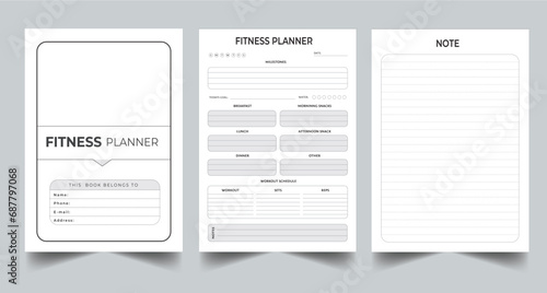 Editable Fitness Planner Kdp Interior printable template Design.