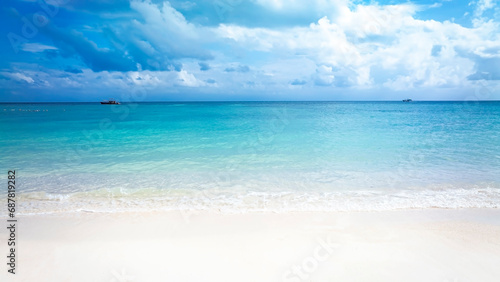 The tropical summer beach with sandy beach background