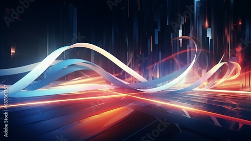 Abstract Shapes and Light Trails, New Year, Generative Ai