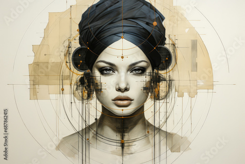 Geometric abstract woman portrait