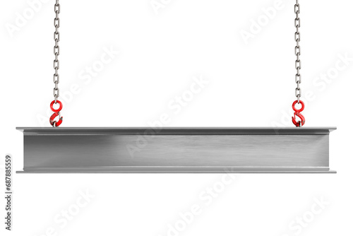 Lifting a steel beam isolated on a background. 3d illustration