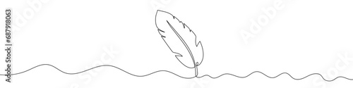 Continuous line drawing of feathers. Feathers continuous line icon.