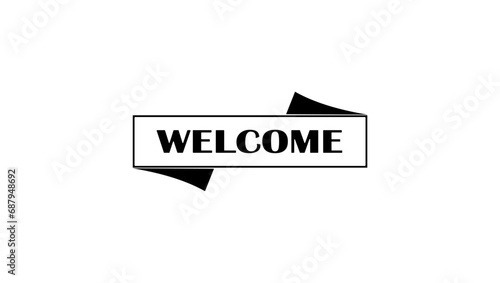 Welcome sign, flag with curved ends