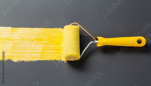 yellow stroke of paint roller