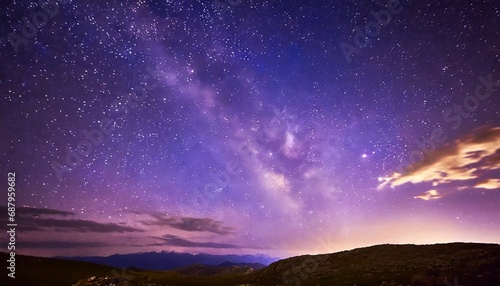 beautiful purple night sky with many stars