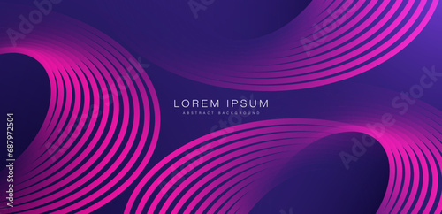 Abstract glowing lines on purple background. Modern fuchsia gradient curved lines. Geometric pattern. Dynamic shape. Futuristic concept. Suit for banner, brochure, cover, flyer, poster, booklet