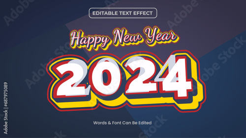 Free vector editable text effect new year 2024 font style