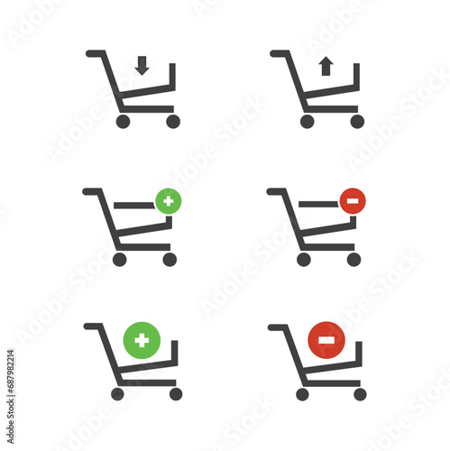Shopping cart with plus and minus icons.