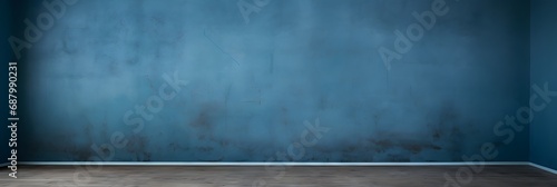 Simple room, blue Wall, vinyl Floor
