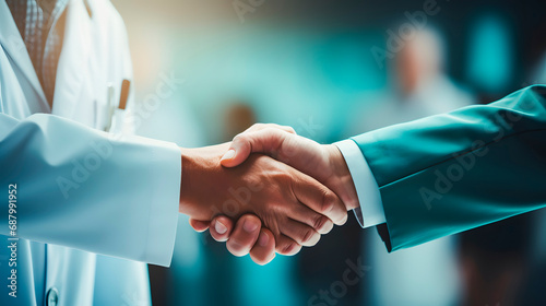 Doctors or scientists shaking hands