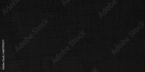 Black hemp rope texture background. Haircloth wale black dark cloth wallpaper. Rustic sackcloth canvas fabric texture in natural. Natural vintage linen burlap weaving, Old cotton carpet background.