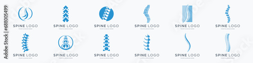 Set of abstract chiropractic logo. massage, back pain, spine symbol osteopathy. icon set logotype.