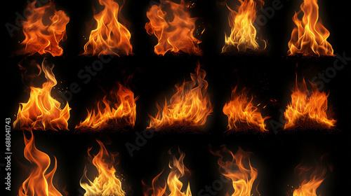 Captivating Collection of High-Resolution Fire Flames - Isolated Burning Heat with Intense Warmth and Dynamic Glowing Energy for Powerful and Vibrant Designs.