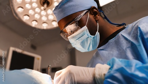 A surgeon performing an operation in an operating room