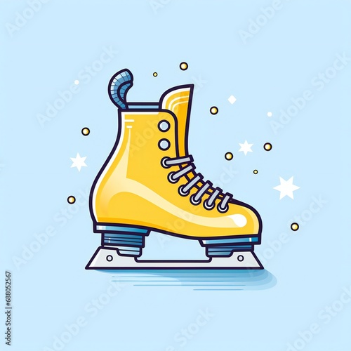 ice skates illustration on a blue background. Premium quality symbol. Line Color icons for concept and graphic design.