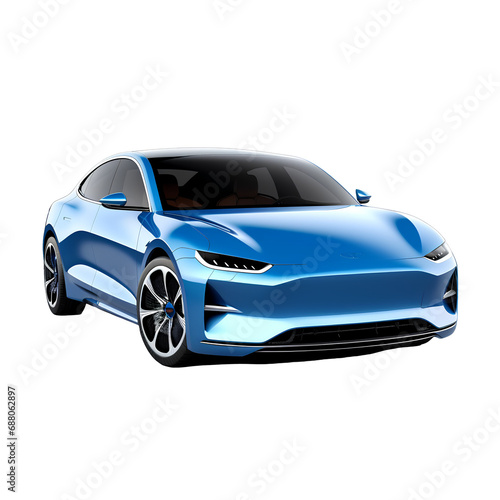 blue electric car On the png transparent background, easy to decorate projects.