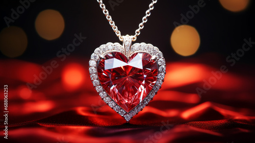 Сhain with diamond heart-shaped pendant. 