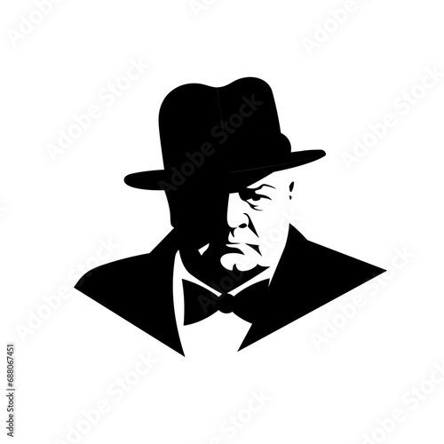 Winston Churchill, black and white icon of Winston Churchill