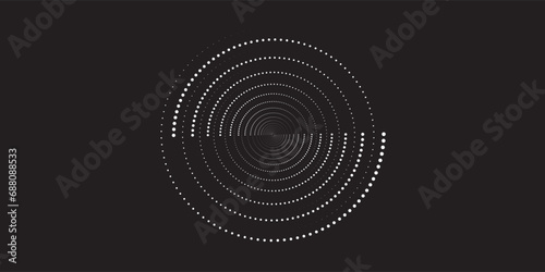 spiral circle sound wave vector logo concept modern circle dots black backround