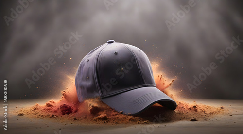 Baseball cap in gray background