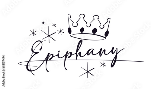 Vector happy epiphany text with crown 