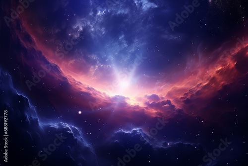 Dreamy fantasy beautiful sunset sunrise HDR colorful violet sky with clouds and galaxy space sky, shiny bright stars and sun, high quality purple nature wallpaper, Generated by AI, Generated by AI