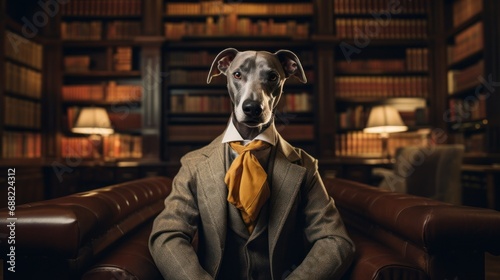 Dog businessman wearing suit