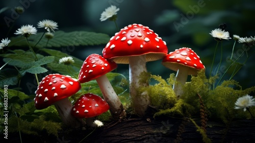 Close-up portrait of a red fly agarics