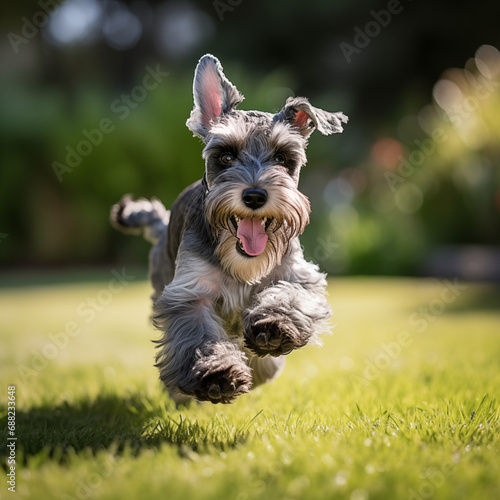 schnauzer dog on the grass