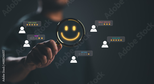 Customer service Satisfaction Survey, 5-star satisfaction, service experience rating online application, customer evaluation product service quality, satisfaction feedback review, good quality most.