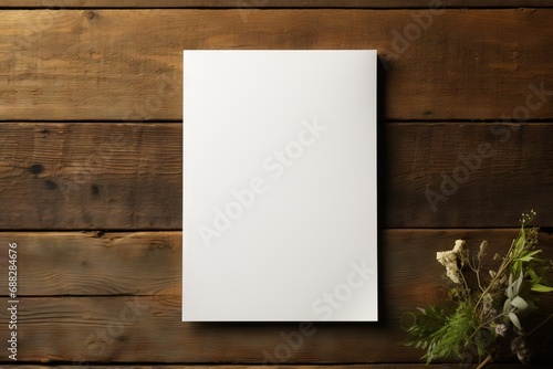 up Mock view top background wooden brochure sheets paper blank Stack advertise book booklet brand brown business card catalog company copy cover design desk empty flier