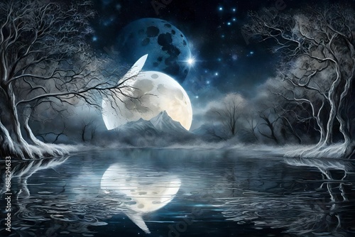 endless spiritual growth trough a river of infinite wisdom reflecting the silver splendour of the moon