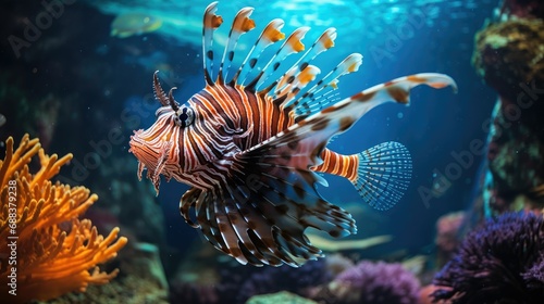 Lion fish inside of aquarium