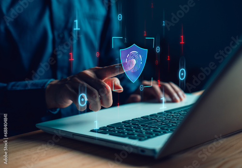 Cybersecurity and privacy. Protection for data information. cybercrime. Compromised information internet. Lock icon and internet network security technology. Businessman protecting personal data