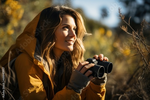 Joyful Young Photographer Capturing Autumn's Beauty in the Wildphotography, woman, nature, autumn, happiness, camera, outdoor, smiling, adventure, female photographer, landscape, fall colors, gol
