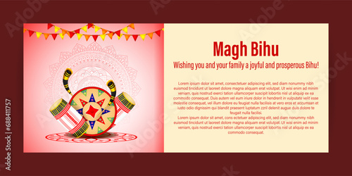 Vector illustration of Happy Magh Bihu social media feed template