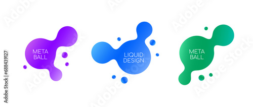 Abstract sphere blobs collection. Gradient liquid metaballs set. Bright amoeba blotches, drops or stains bundle. Morphing design elements for label, sticker, banner, tag, collage, poster. Vector pack