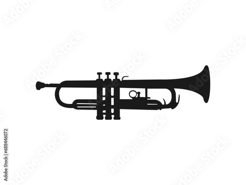 Trumpet silhouette style icon design. Vector illustration. Music sound melody song musical art and composition theme. trumpet silhouette vector icon for web design isolated on white background.