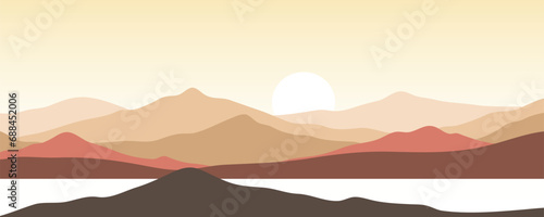Mountain colors, translucent waves, sunset, abstract glass shapes, modern background, design vector illustration