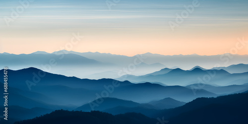 Mountain range in the morning Have beautiful light,, Beautiful landscape of mountains in foggy morning. Beauty in nature 