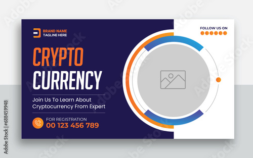 Cryptocurrency youtube thumbnail and web banner template design
