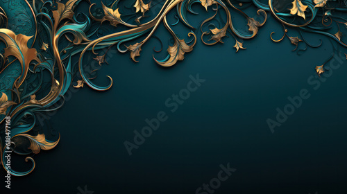 Arabic Elegance, Islamic Arabesque Ornament Border on Luxurious Gold Background.