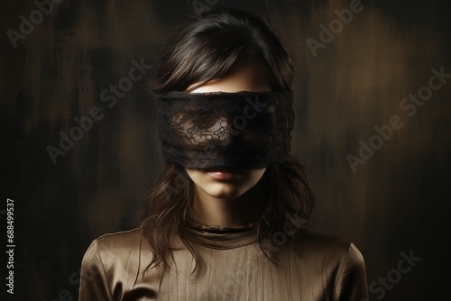woman with bandage on her eyes