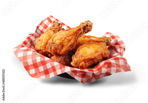 Fried chicken wings isolated on transparent background. Generative AI 