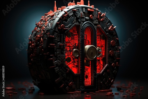 metal lock with secret code in futuristic design