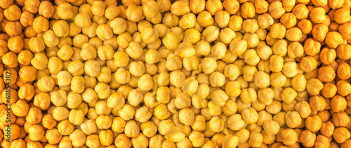 Roasted Crispy Chickpeas Texture Background, Chana Snack, Legume Pattern, Yellow Beans Mockup