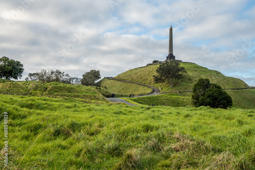 Obelisk on the summit of the One Tree Hill. Auckland, New Zealand.
